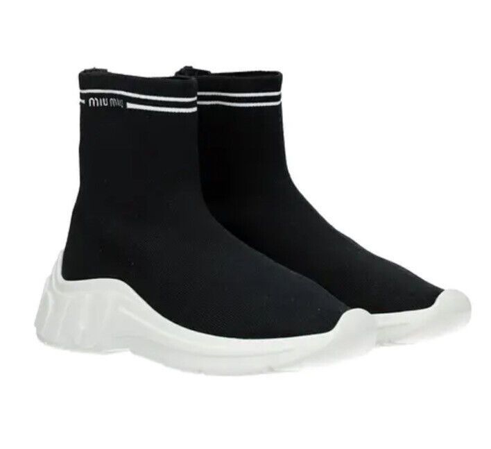 Miu Miu o1la1rc1a0724 Sock Sneaker in Black Size US 9 / IT 39 - 4 Thumbnail