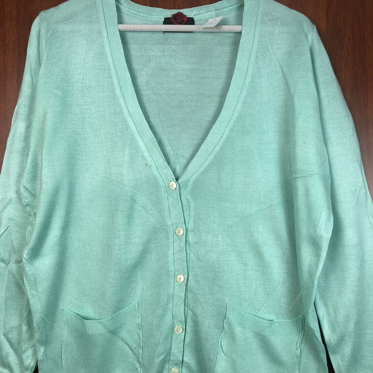 Japanese Brand Datura vintage crochet knitwear Green Cardigan #7489 Size XL / US 12-14 / IT 48-50 - 5 Thumbnail
