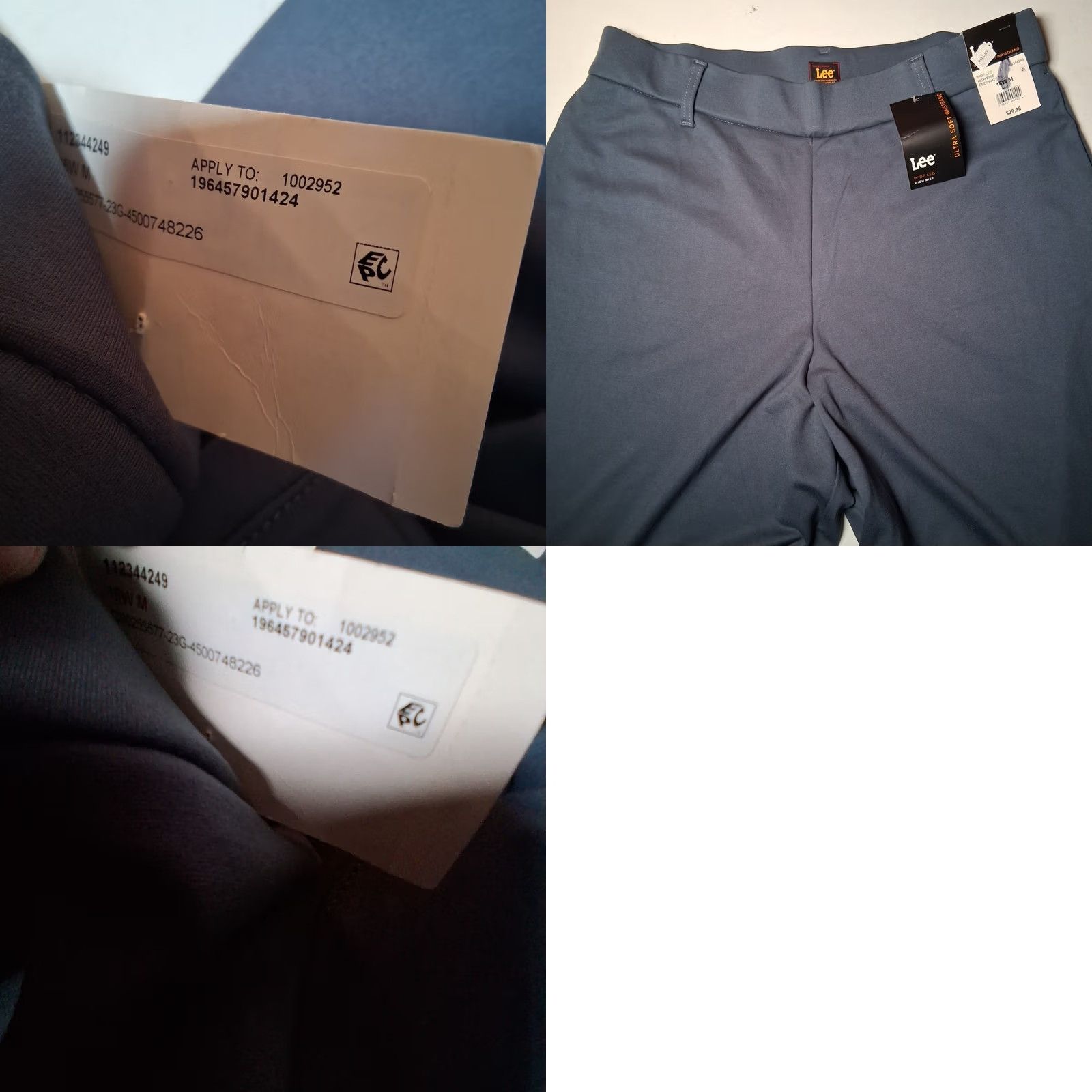Lee Lee Pants Women 16 Wide Leg High Rise Deep Waters Blue NEW Ultra Soft Waistband Size 38" / US 16 / IT 52 - 8 Thumbnail