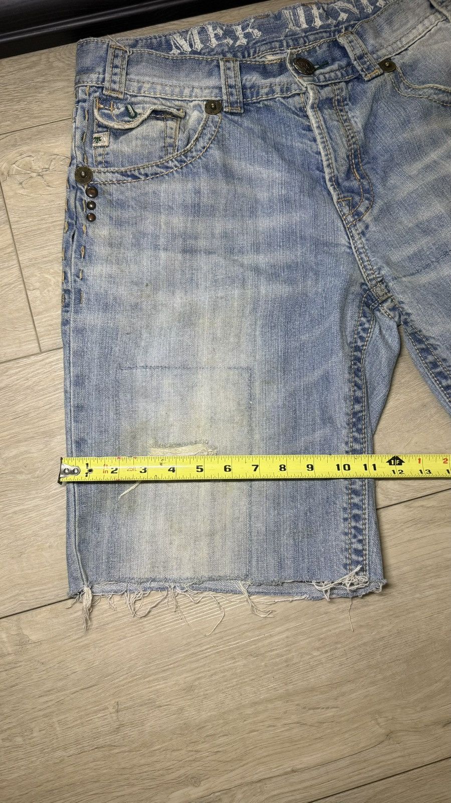 True Religion Y2K 2000s Chopped Mek Denim Embroidered Distressed Logo Jort Size US 34 / EU 50 - 6 Thumbnail