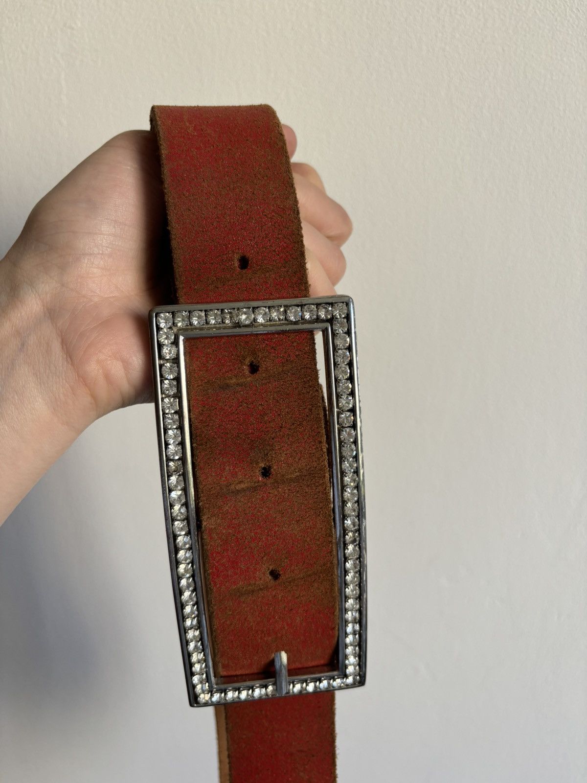 Japanese Brand × Vintage Vintage y2k OG DRIP Avant Garde Buckle Crystals Leather Belt Size ONE SIZE - 5 Thumbnail