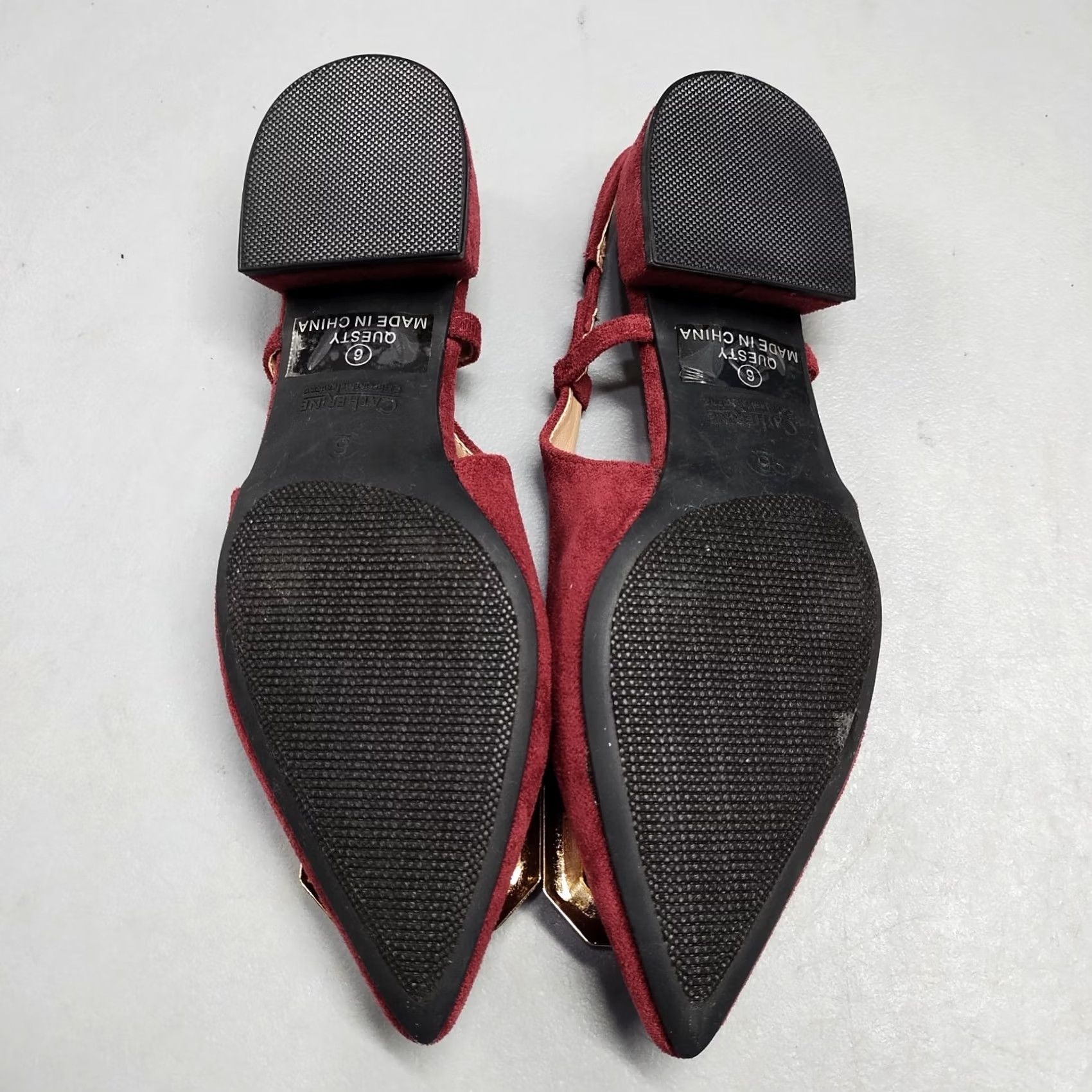 Vintage Catherine Malandrino Slingback Flats Womens Size 6 Red Gold Pointed Toe Slip On NWOB Women Size 6 Shoes Size US 6 / IT 36 - 7 Thumbnail