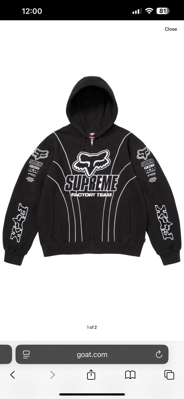 ジャケット・アウター Supreme x Fox Racing Zip Up Hooded\"Black Supreme Fox Racing Zip Up Hooded Sweatshirt Black Men's - FW25 - US