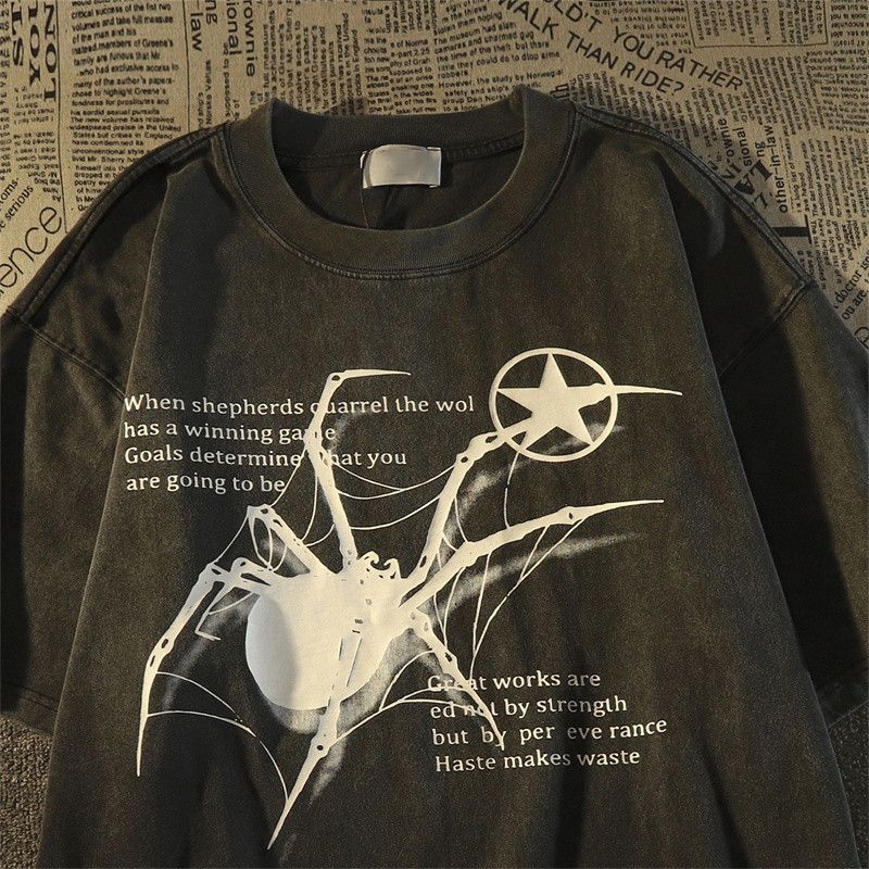 Japanese Brand Arachnid Spider 5-Star Black Printed Tee Size US L / EU 52-54 / 3 - 2 Thumbnail
