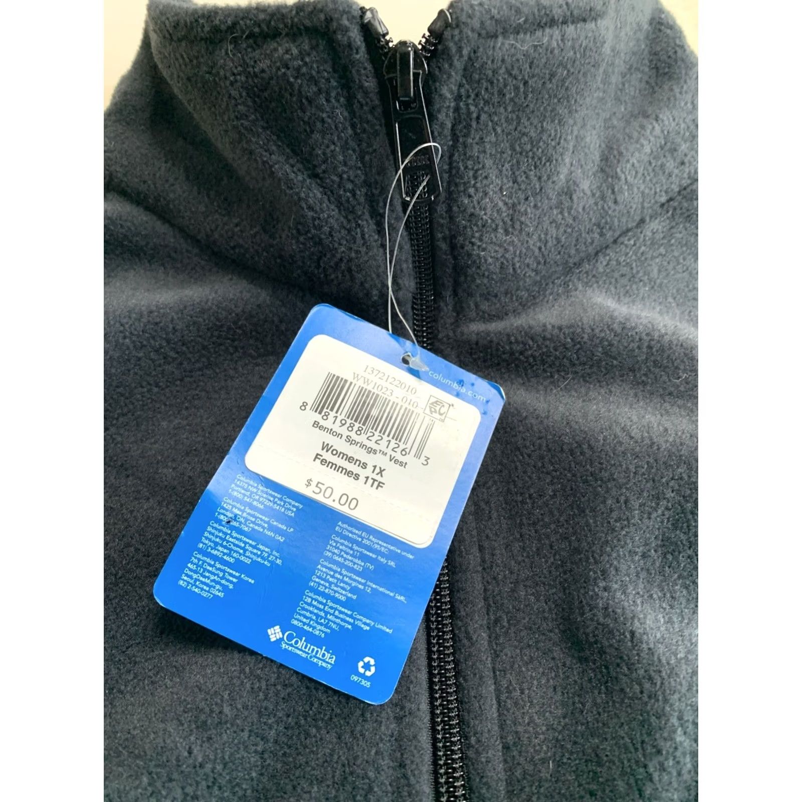 Vintage Columbia Vest Womens Plus Size 1X Charcoal Fleece Sleeveless Full Zip Pockets NWT12560 Size XL / US 12-14 / IT 48-50 - 3 Thumbnail