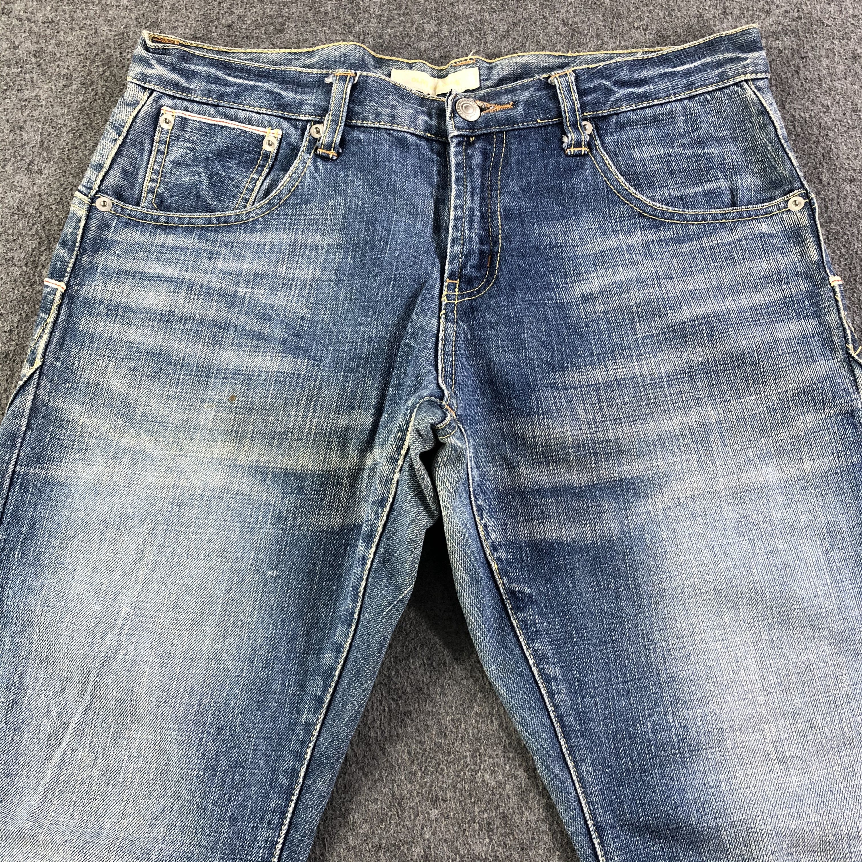 Japanese Brand Olive Des Olive Selvedge Jeans Medium Wash Denim -J2838 Size US 33 - 3 Thumbnail