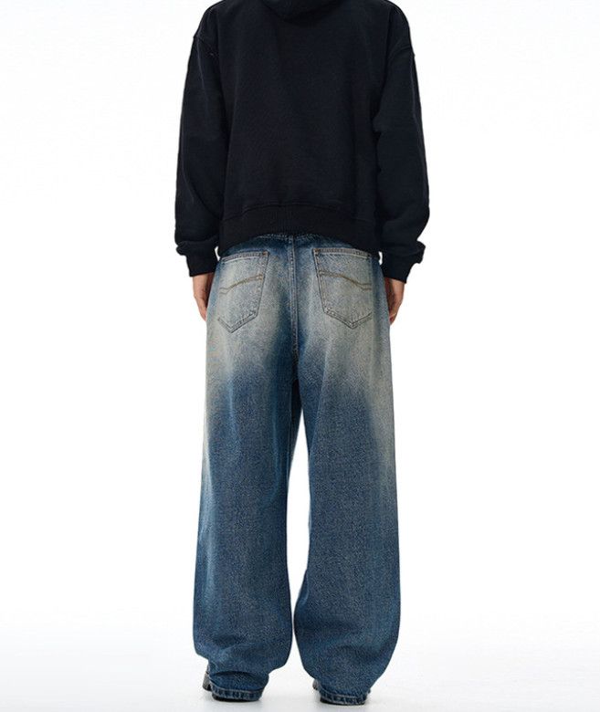Japanese Brand American retro cat whiskering baggy unisex wide-leg jeans Size US 32 / EU 48 - 4 Thumbnail