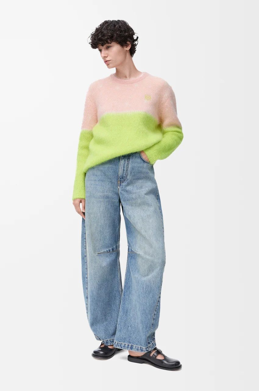Loewe o1loc1c0525 Sweater In Mohair Blend in Pink/Yellow Size M / US 6-8 / IT 42-44 - 2 Thumbnail