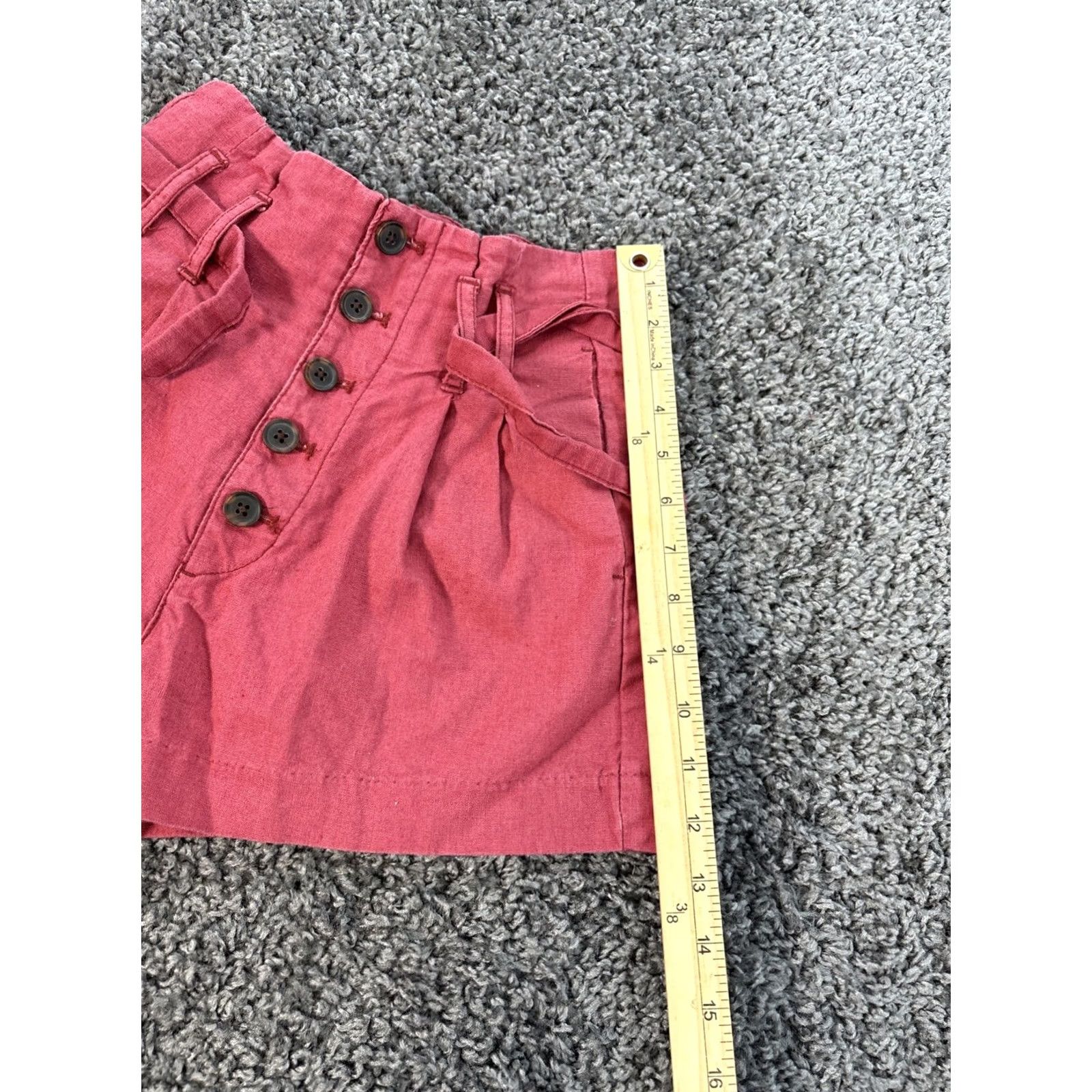 Abercrombie & Fitch VINTAGE Abercrombie Skirt Shorts Womens XXS Button Red Mini Linen Y2K Academia 2XS Womens Size 24" / US 00 / IT 34 - 2 Thumbnail