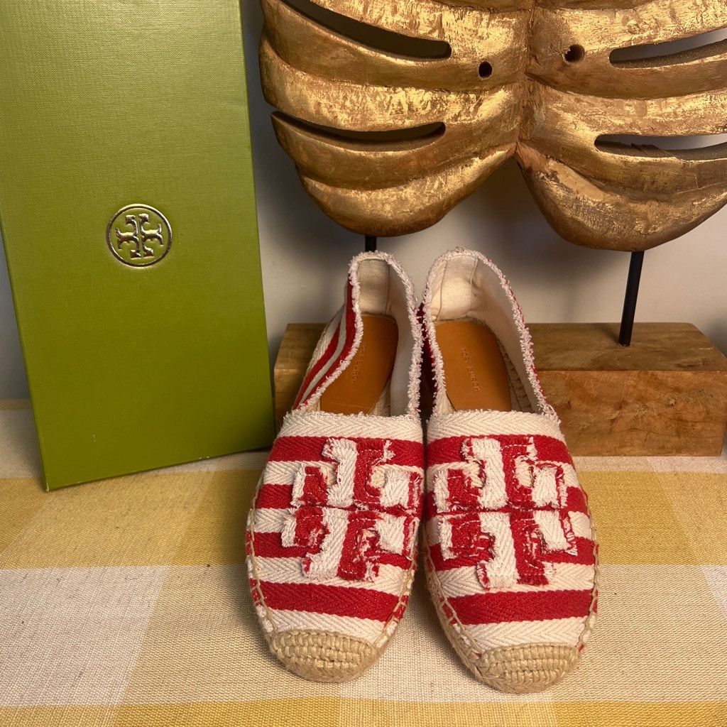 Tory Burch frayed striped canvas aline dinem Size US 8 / IT 38 - 1 Thumbnail