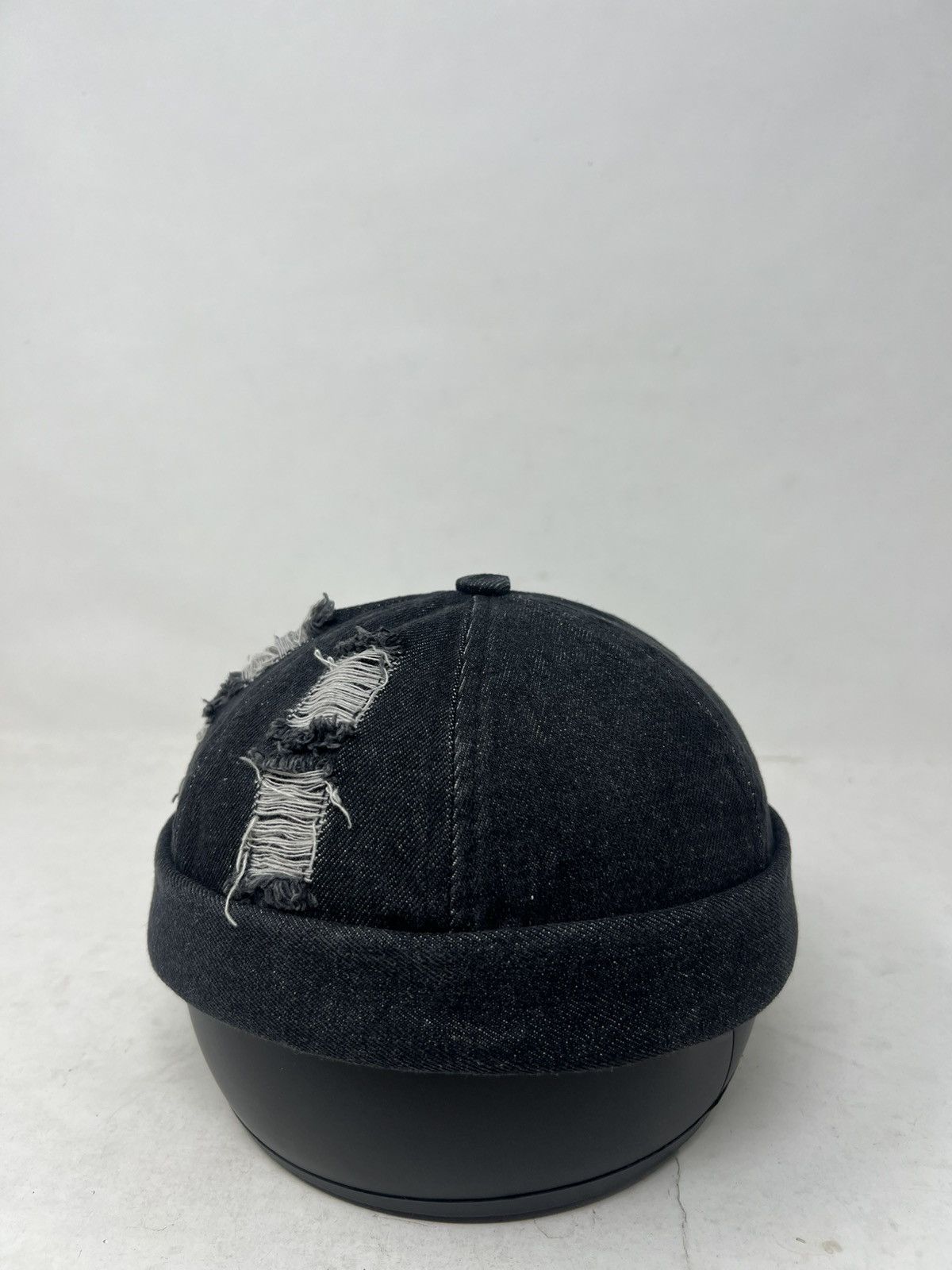 Japanese Brand Ripped Distressed Denim Brimless Hat Cap Size ONE SIZE - 5 Thumbnail