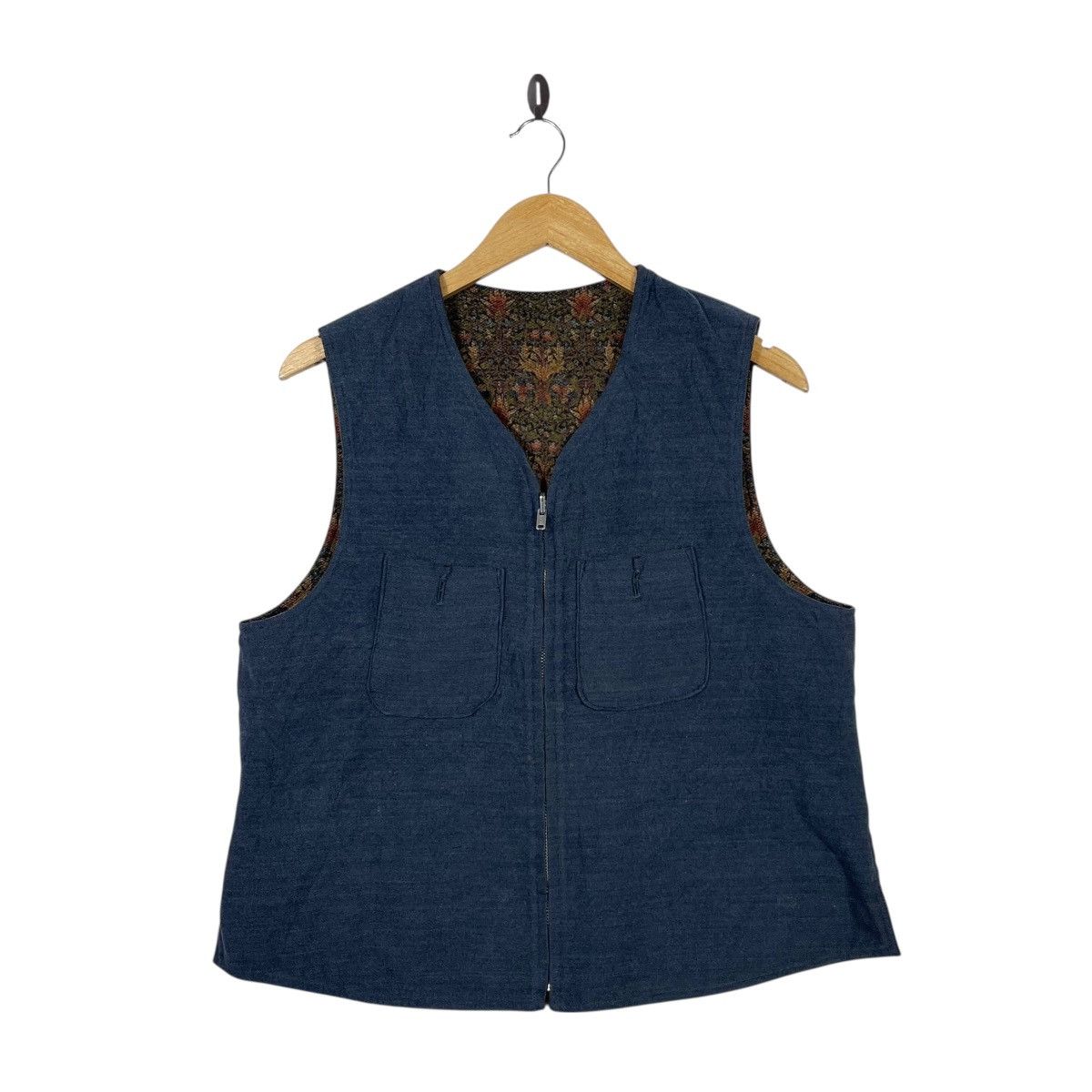 Vintage Vintage Japanese Reversible Denim Vest Floral Lining Size US L / EU 52-54 / 3 - 1 Thumbnail