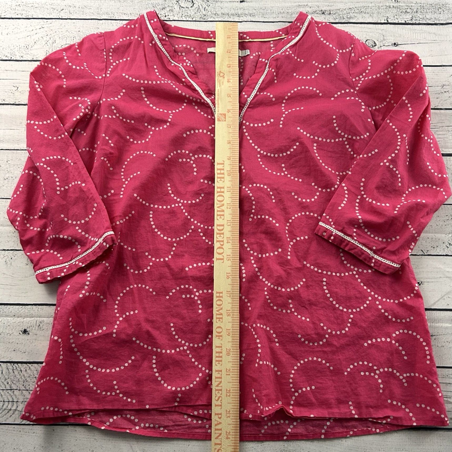 Boden Boden Polka Dot Top 3/4 Sleeve Blouse Women's 10 Pink Shirt Blouse Womens Size L / US 10 / IT 46 - 3 Thumbnail