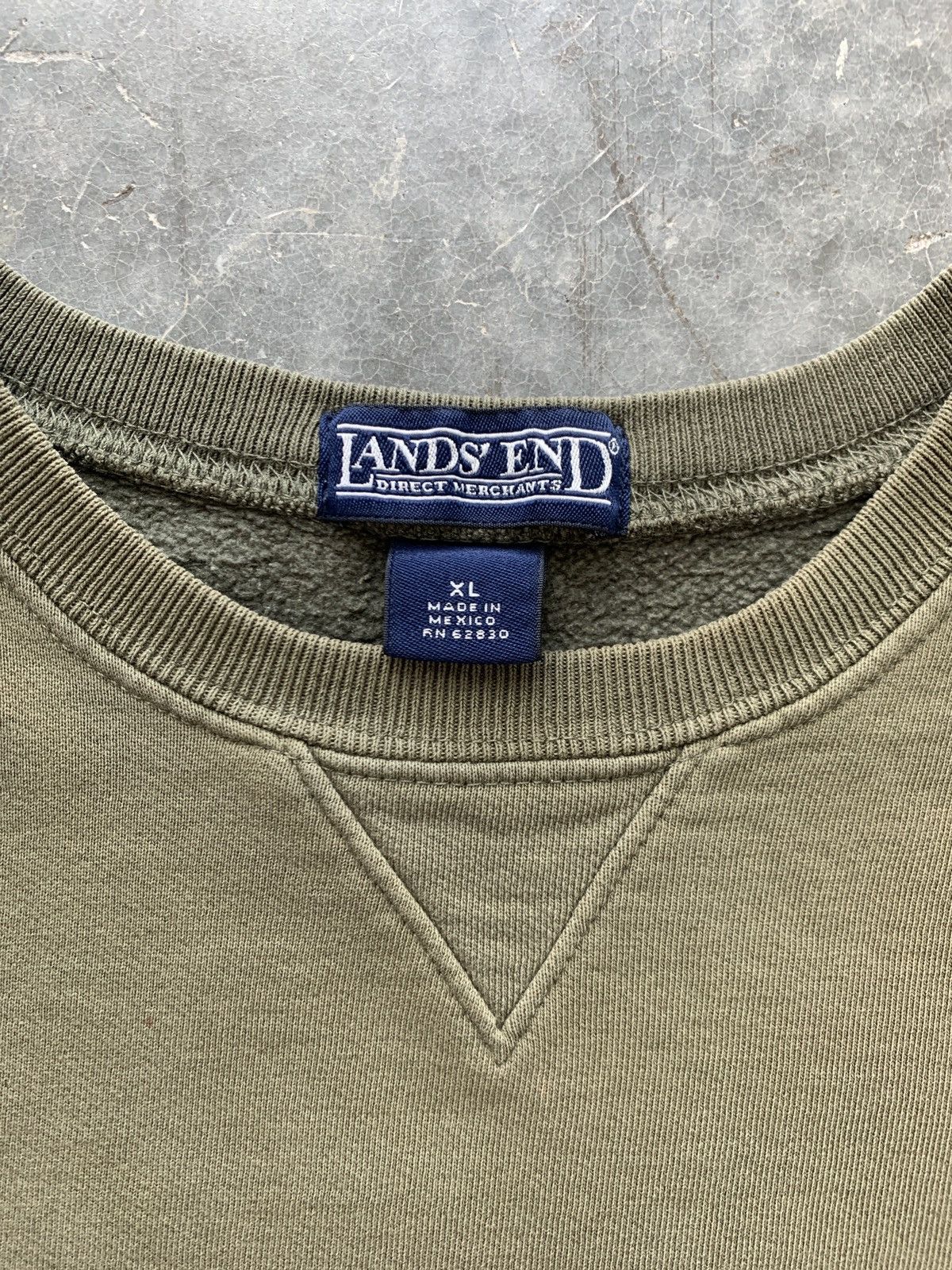 Lands' End × Vintage Crazy Vintage 90s Faded Olive Painter Sweatshirt Boxy Fit Size US XL / EU 56 / 4 - 7 Thumbnail