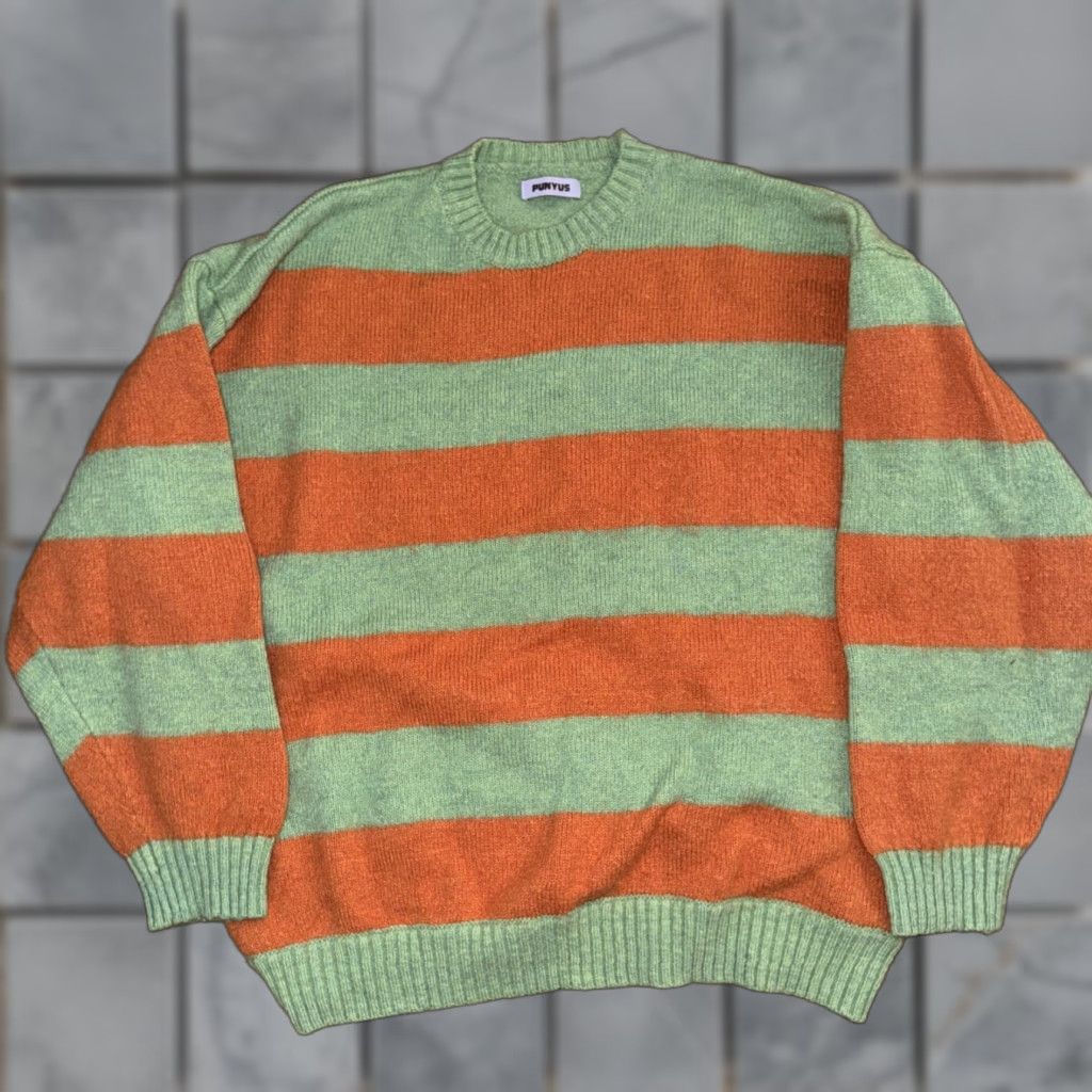 J Brand Punyus Knitted Wool Sweater Green/Orange Women XL Pullover Knit Wool Orange Green 28x26 Japan Brand Regular Size Women Pullover Sweater Size XL / US 12-14 / IT 48-50 - 1 Thumbnail
