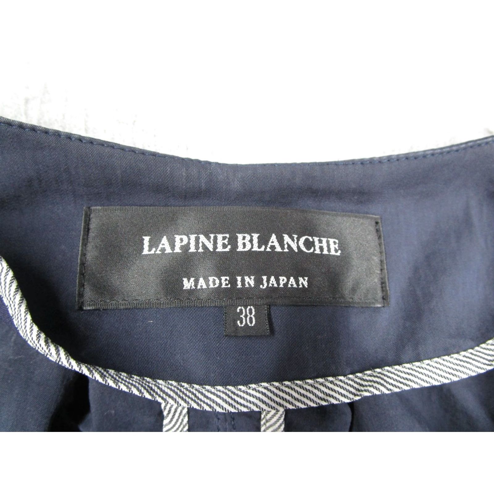 Vintage LAPINE BLANCHE Jacket Womens 38 Lyocell Zip Front Cropped Blue 3/4 Sleeve Lightweight Casual Japan Size XS / US 0-2 / IT 36-38 - 3 Thumbnail