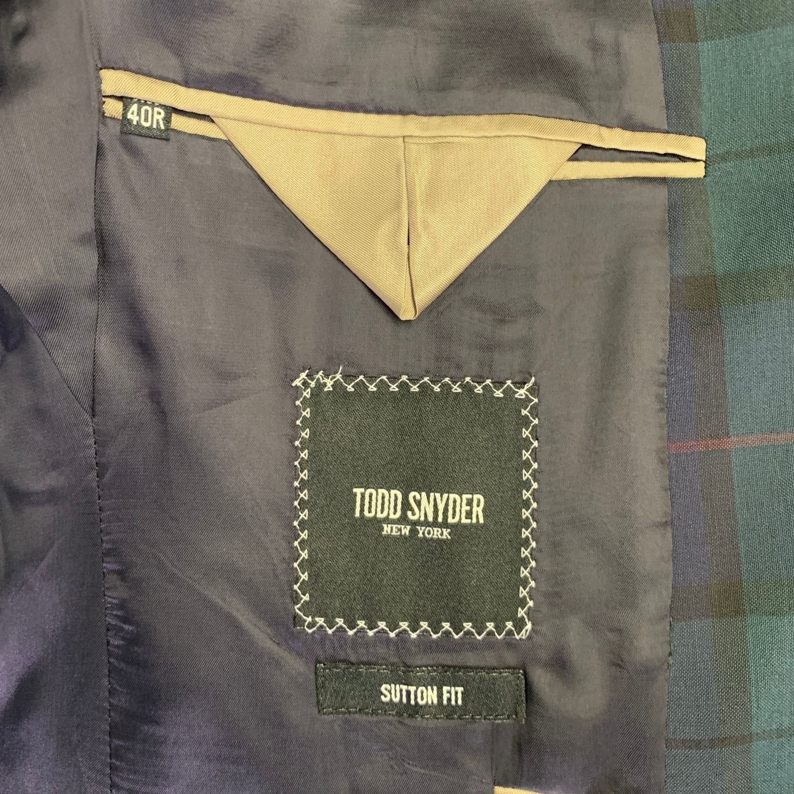 Todd Snyder TODD SNYDER Size 40 Regular Green Navy Plaid Wool Sport Coat Size 40R - 6 Thumbnail