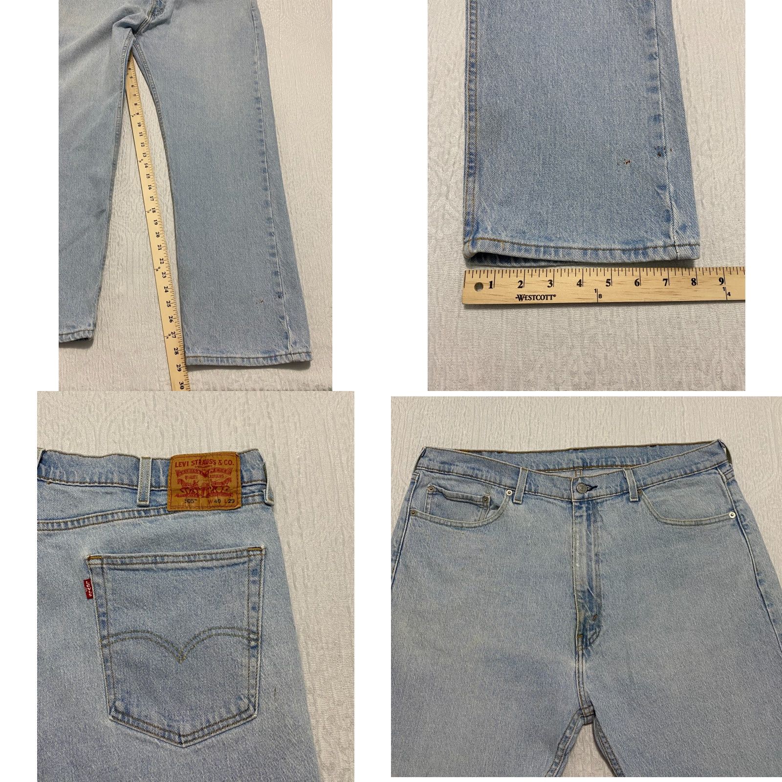 Levi's Levis 505 Regular Fit Mens Jeans Size 40×29 Blue Denim Light Wash Size US 40 / EU 56 - 8 Thumbnail