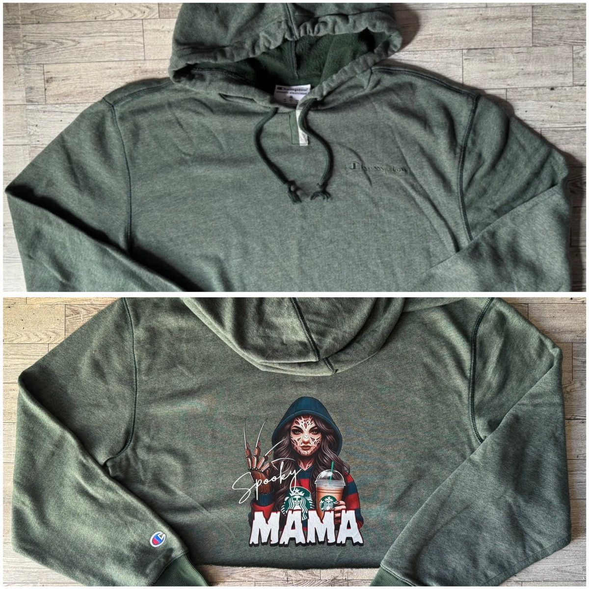 Champion Spooky Mama, Coffee & Halloween, Reworked Cropped Hoodie Size M / US 6-8 / IT 42-44 - 7 Thumbnail