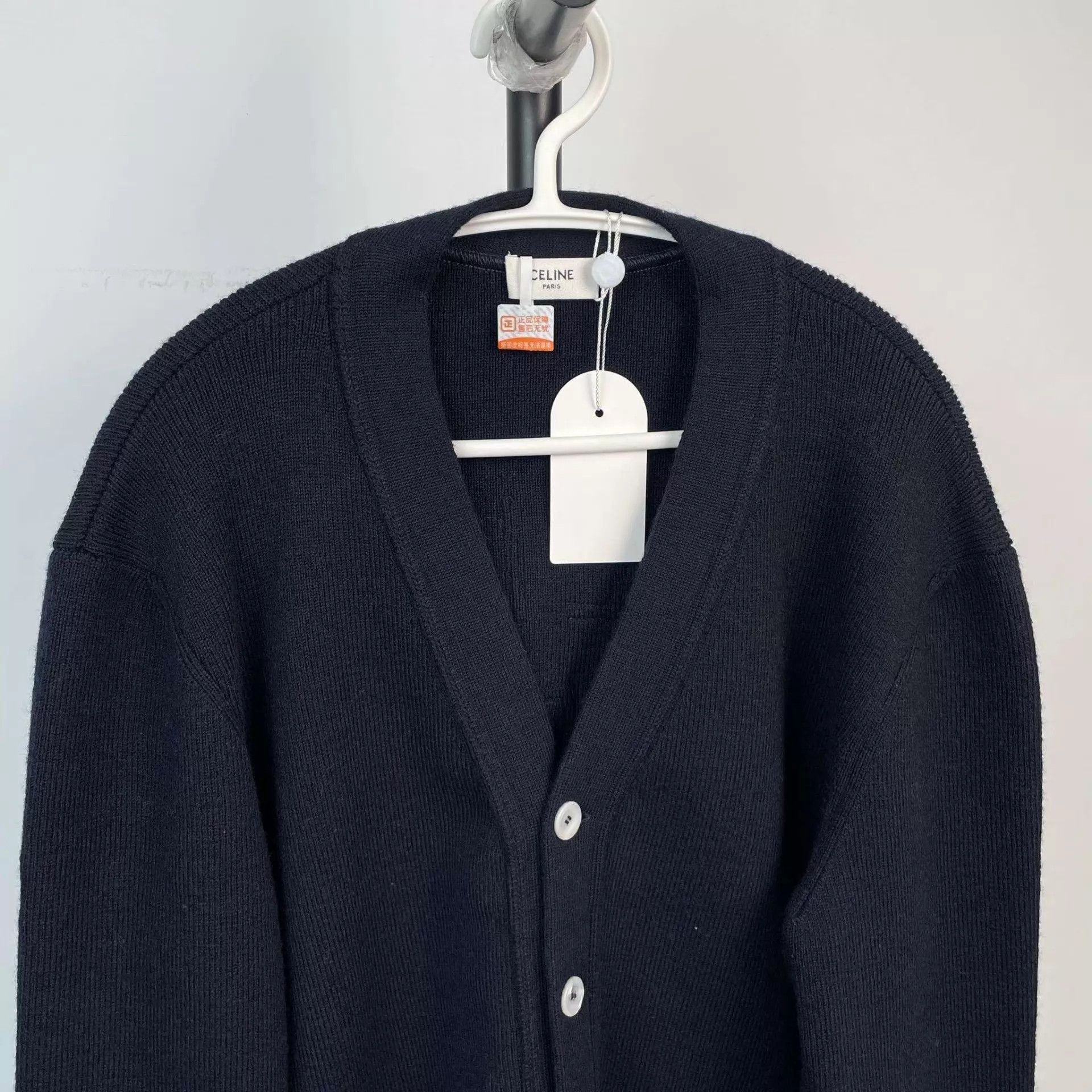Celine 98 New Celine embroidered logo wool knit cardigan M Size M / US 6-8 / IT 42-44 - 9 Thumbnail