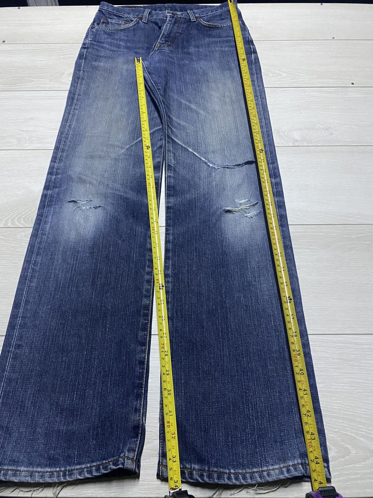 Edwin Vintage Edwin 503 Faded Wash Distressed Loose Jeans Size US 30 / EU 46 - 16 Thumbnail