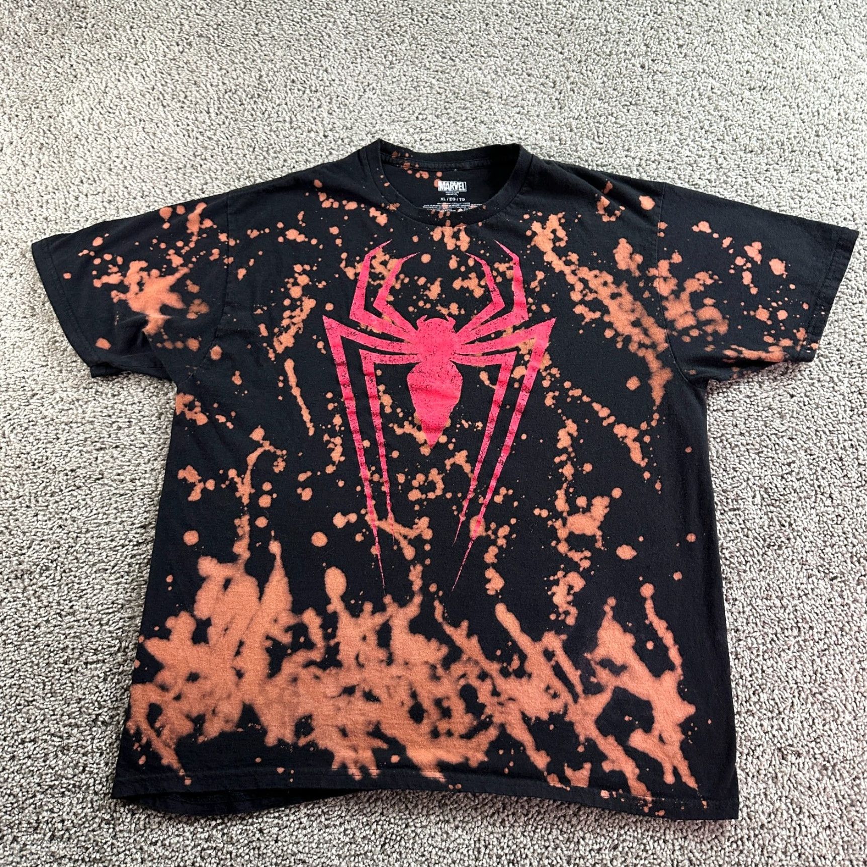 Vintage Spiderman Shirt Mens Extra Large Black Red Tie Dye Cotton Casual Marvel Size US XL / EU 56 / 4 - 3 Thumbnail