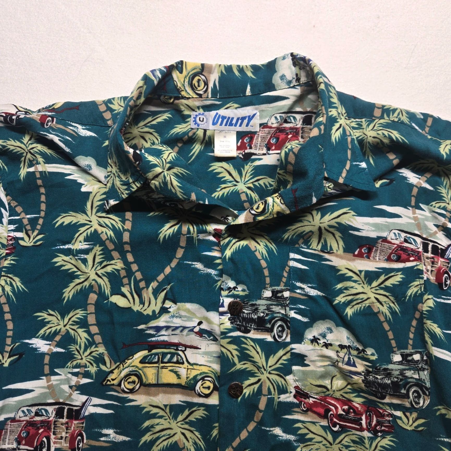 Vintage UTILITY Hawaiian Shirt Short Sleeve Button Up Casual M Blue Rayon Men’s Print Hawaiian 90s Aloha Boys? Size US M / EU 48-50 / 2 - 2 Thumbnail