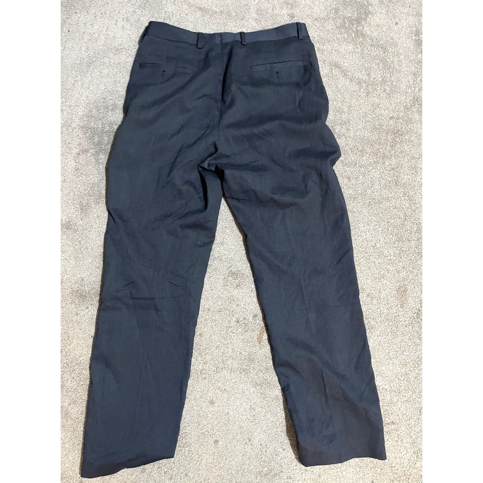 Michael Kors Michael Kors Dress Pants Men's Navy Straight Leg Flat Front 33x32 Stretch Pockets Button Regular Regular Mens Pants Blue Size US 33 - 3 Thumbnail