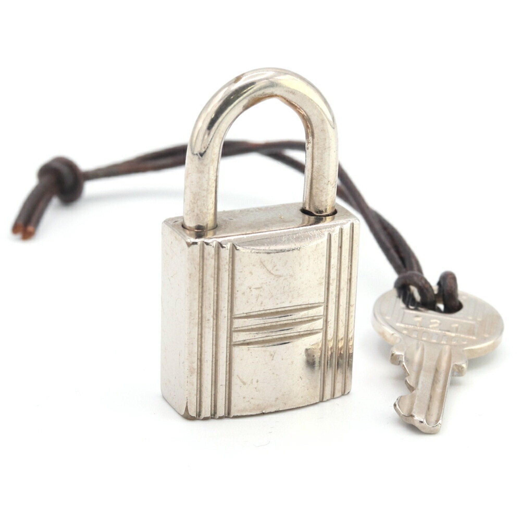 image of Hermes Cadena Silver Metal Key Padlock Ladies Men's