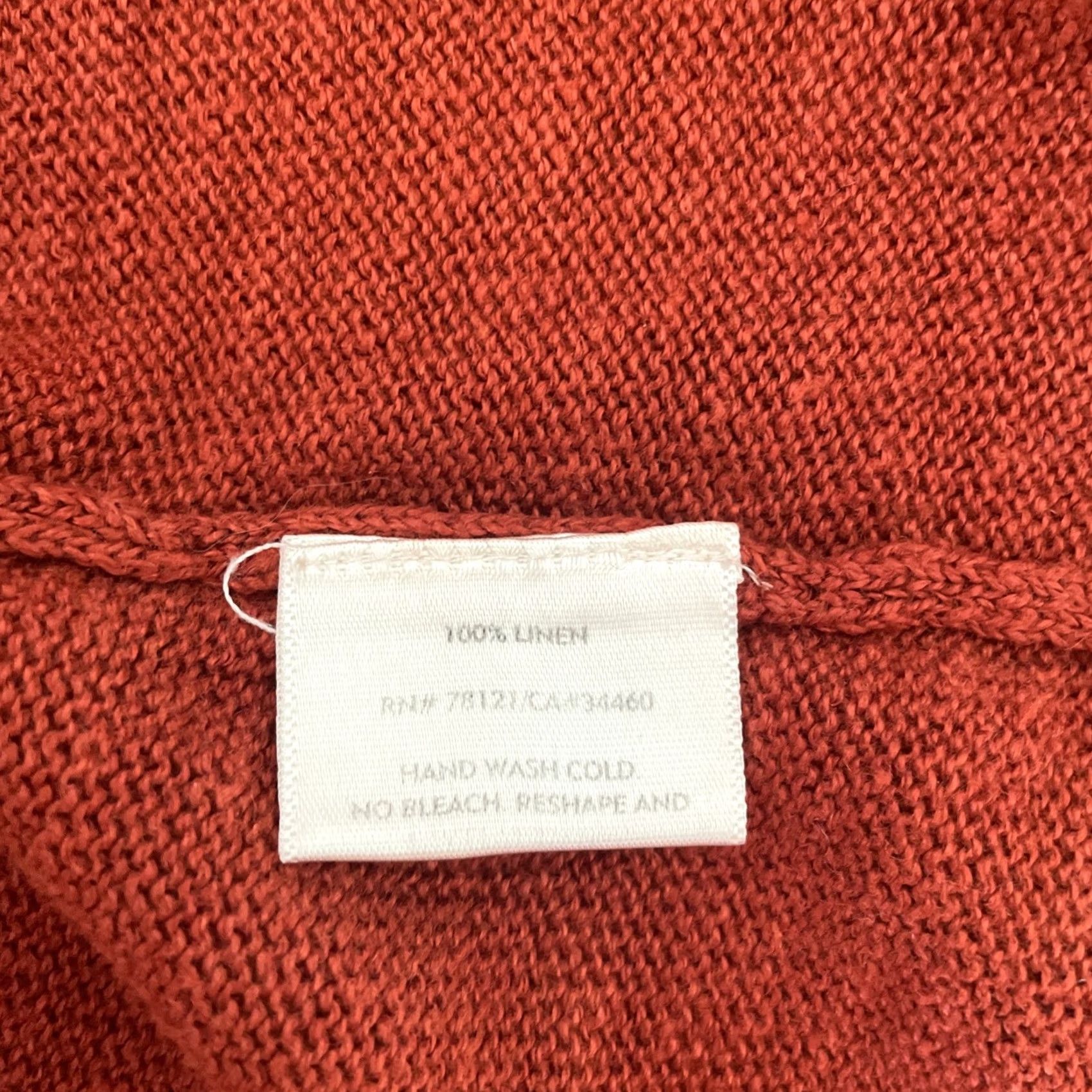 Eileen Fisher VINTAGE Eileen Fisher Blouse Cardigan Open Front Linen Knit Womens M Burnt Orange 100% Linen Open Front Collarless Casual Sleeve Regular Size M / US 6-8 / IT 42-44 - 3 Thumbnail