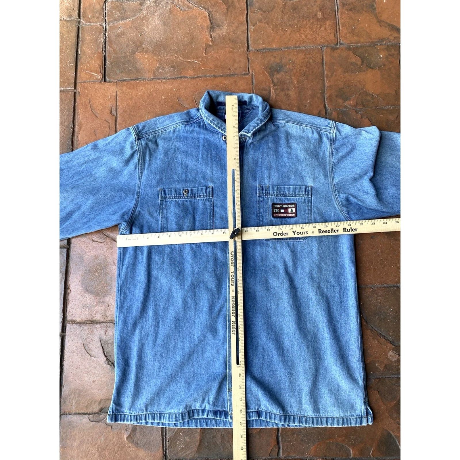 Tommy Hilfiger VINTAGE Tommy Hilfiger Outdoor Expedition Full Zip Jean Jacket Mens XL Blue Denim 90s Logo Bomber Jacket All Seasons Program Size US 36 / EU 52 - 6 Thumbnail