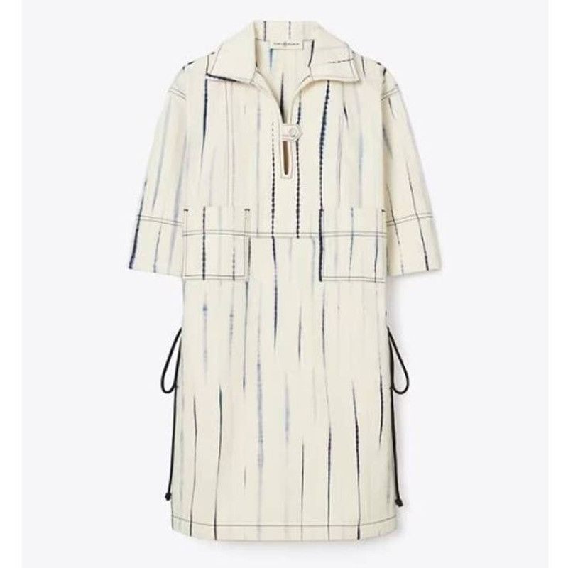 image of NWT Tory Burch Shibori Dye Mini Shirt Dress Wavelength Denim, Women's (Size XL)