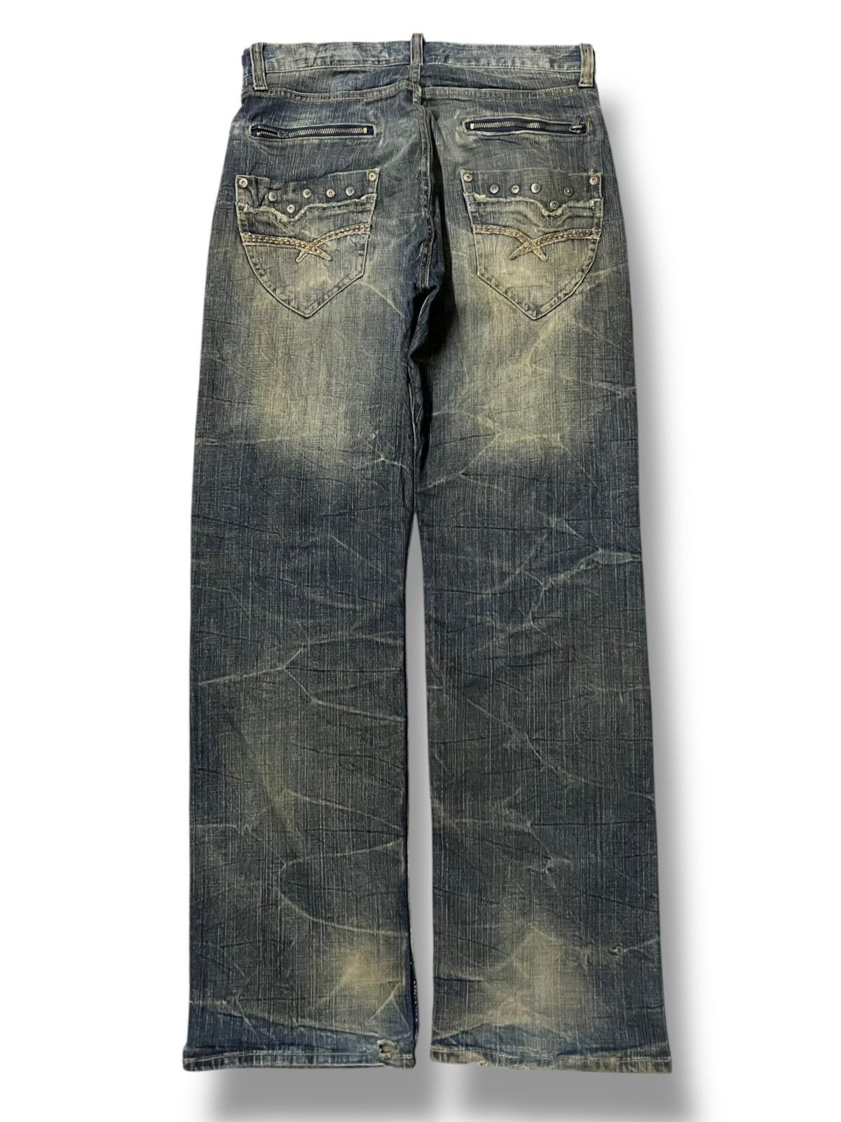 Japanese Brand Vintage Japanese Oririn Villand - Mud Wash Whiskering Jeans Size US 35 - 3 Thumbnail
