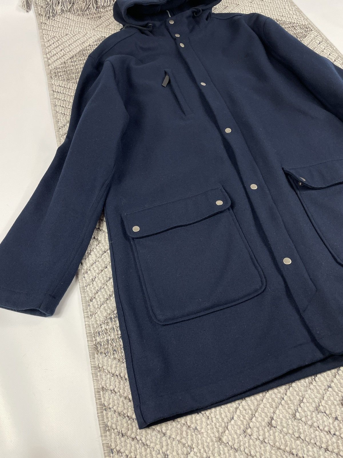 Adidas 00s Adidas Originals Vintage Wool Coat Navy Blue early 2000s Size US L / EU 52-54 / 3 - 3 Thumbnail