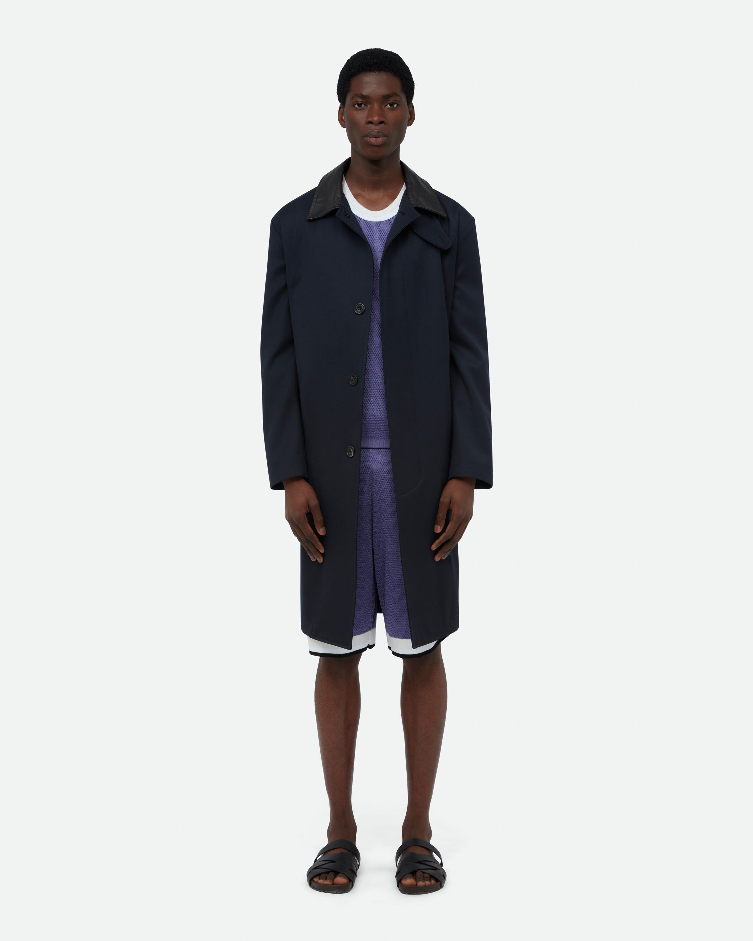 Wales Bonner o1mle0825 Unisex Noon Crombie Car Coat in Navy Size US L / EU 52-54 / 3 - 3 Thumbnail