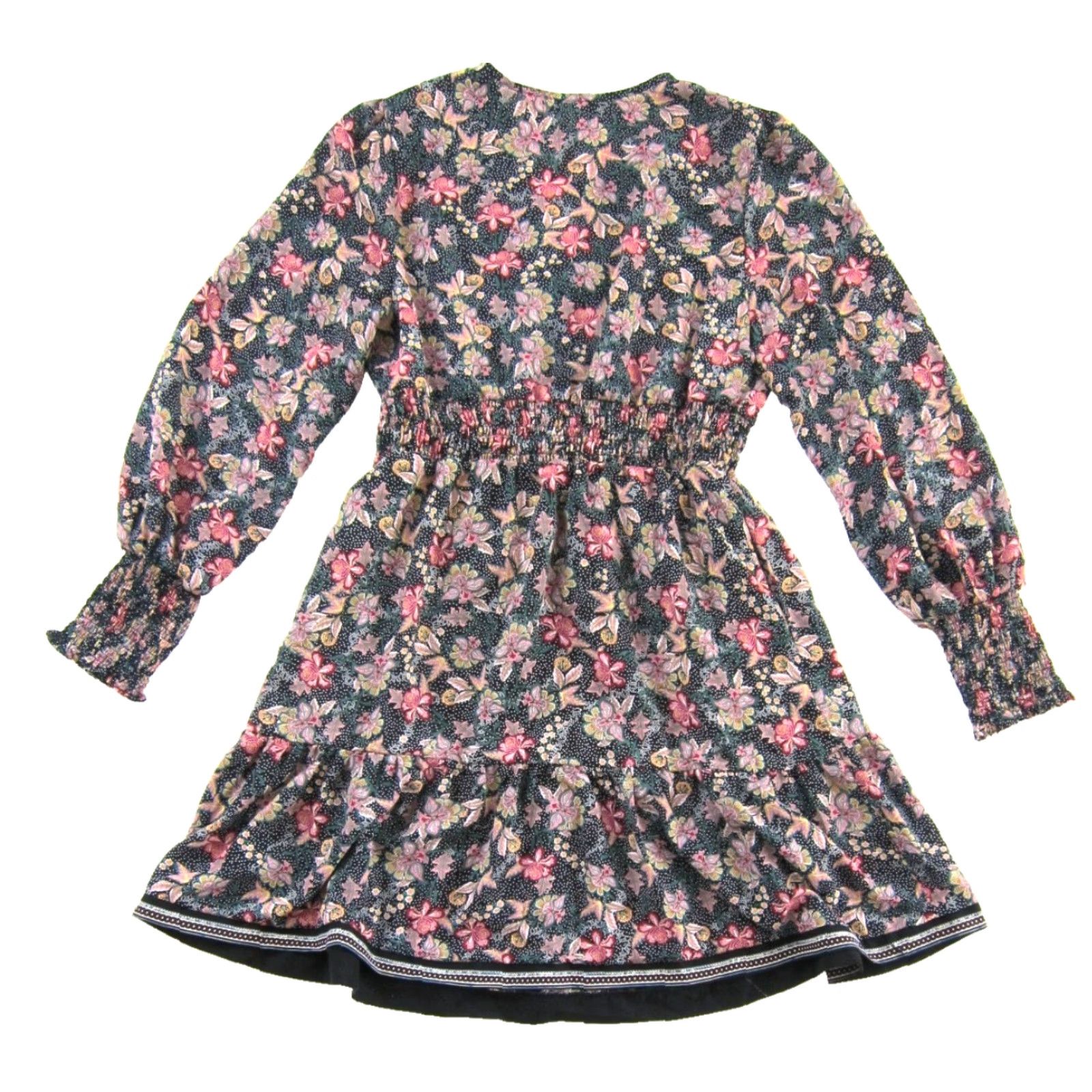Pinko Melloday Pink Black Green Floral V-Neck Long Sleeve Pocket Sheath Dress Large - Womens Clothing Size L / US 10 / IT 46 - 5 Thumbnail