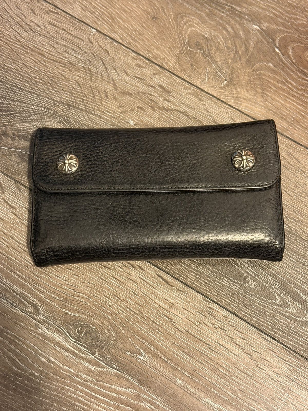 Chrome Hearts Wave wallet heavy leather silver cross snap Size ONE SIZE - 1 Thumbnail