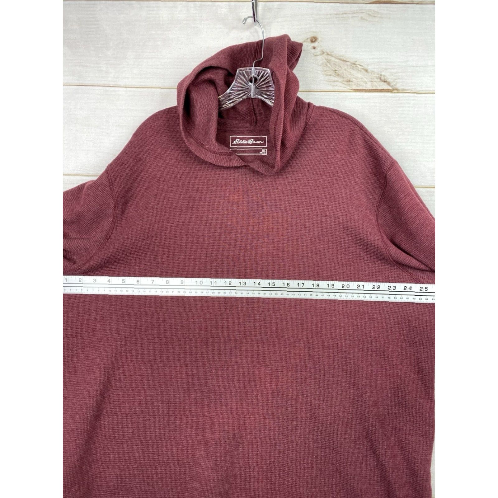Eddie Bauer Eddie Bauer Mens Knit Waffle Hooded Shirt Red 2XL Thermal Hoodie Shirt Hooded Pullover Casual Outdoor/Walking Men Size US XXL / EU 58 / 5 - 5 Thumbnail