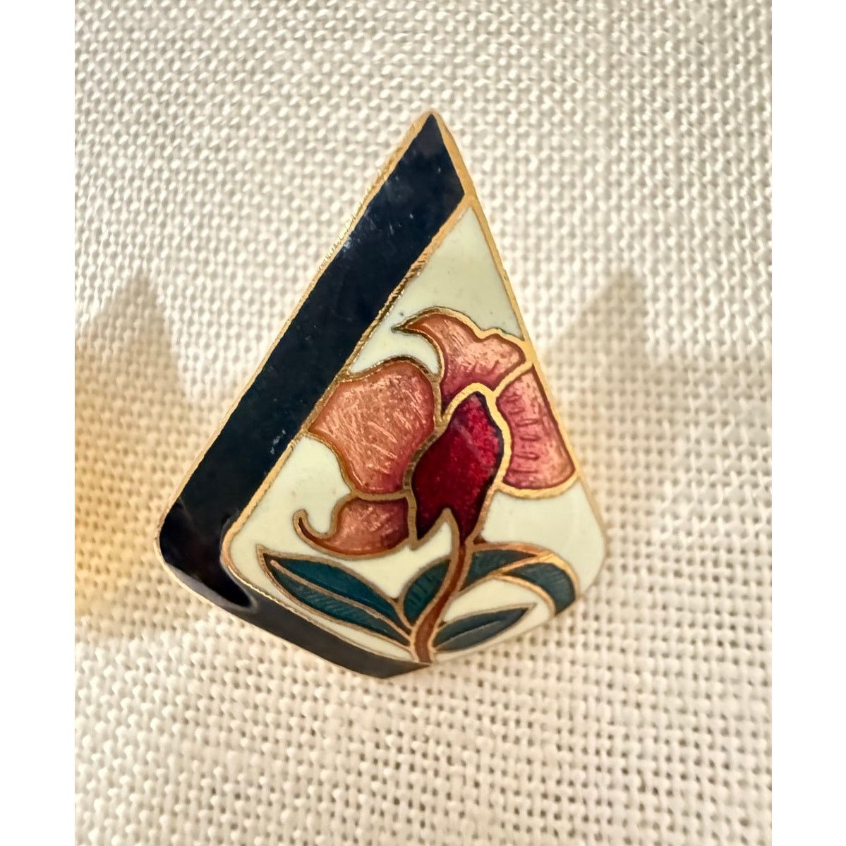 Other Vintage Signed Cloisonné Floral Post Earrings Gold Tone Size ONE SIZE - 5 Thumbnail