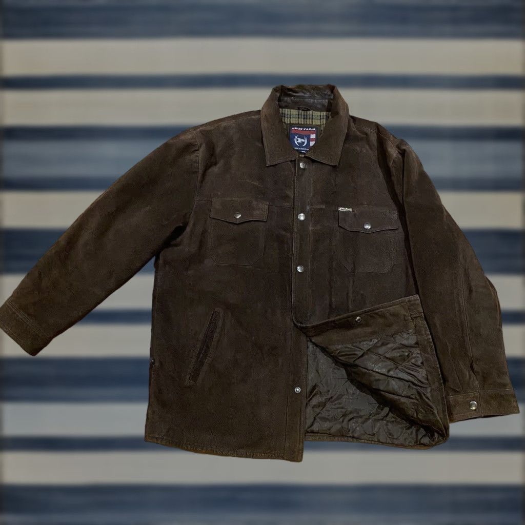 Phat Farm VINTAGE Phat Farm Brown Suede Leather Jacket 2XL Wool Lined Hip-Hop Y2K Wu Tang Size XXL Mens Jacket Size US XXL / EU 58 / 5 - 1 Thumbnail