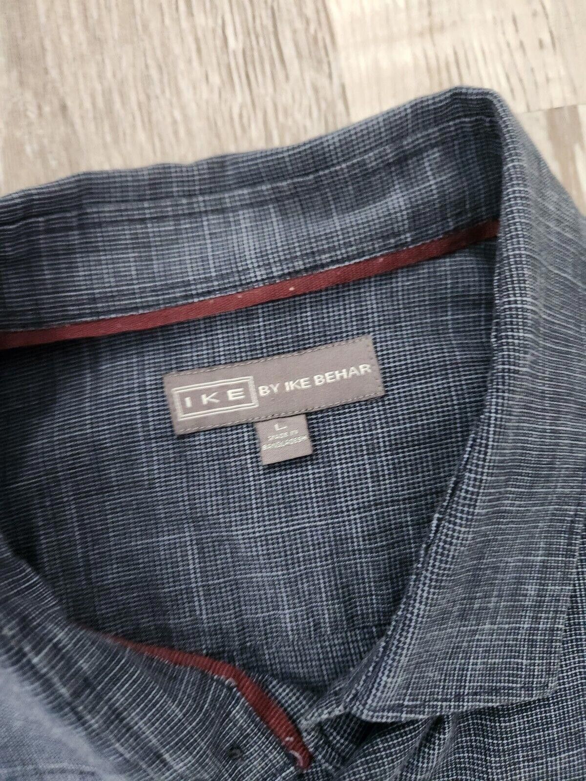 Ike Behar Ike By Ike Behar Mens Shirt Large Blue Long Sleeve Plaid Size US L / EU 52-54 / 3 - 3 Thumbnail