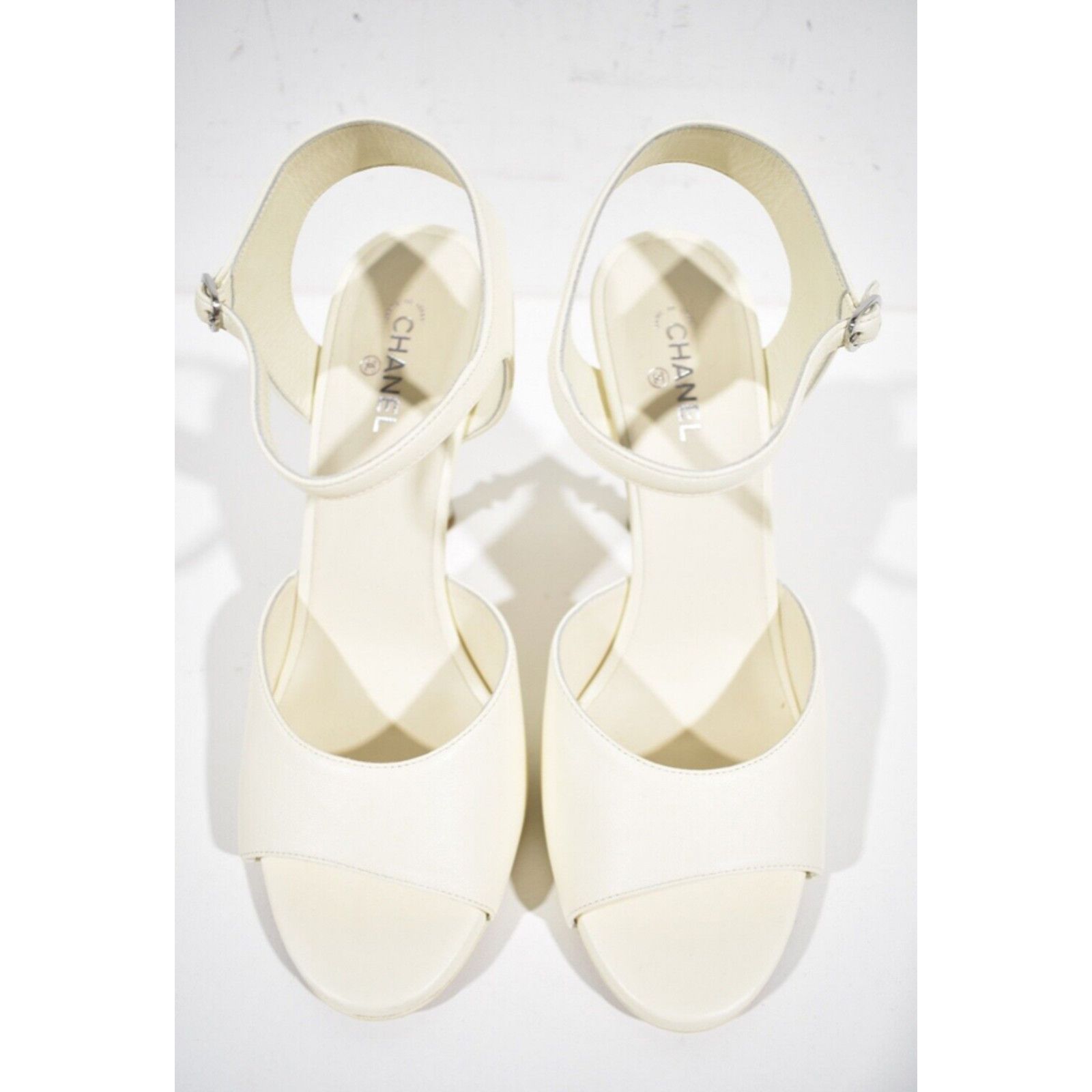 Other 22S Lambskin CC Heel Logo Ankle Strap Sandal Pump 40.5 Size US 10.5 / IT 40.5 - 5 Thumbnail