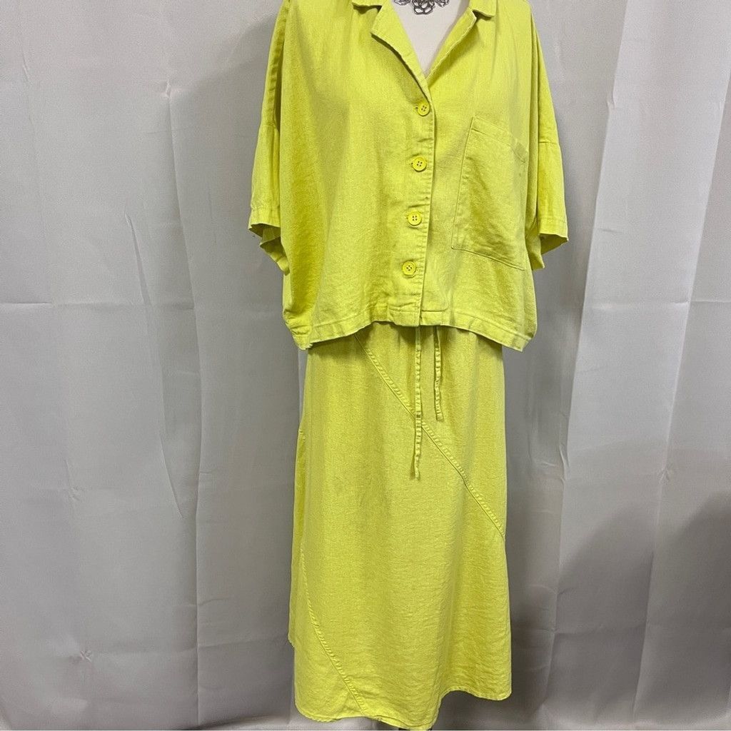 DKNY DKNY Yellow Button-Up Skirt Set Size 36" / US 14 / IT 50 - 1 Thumbnail