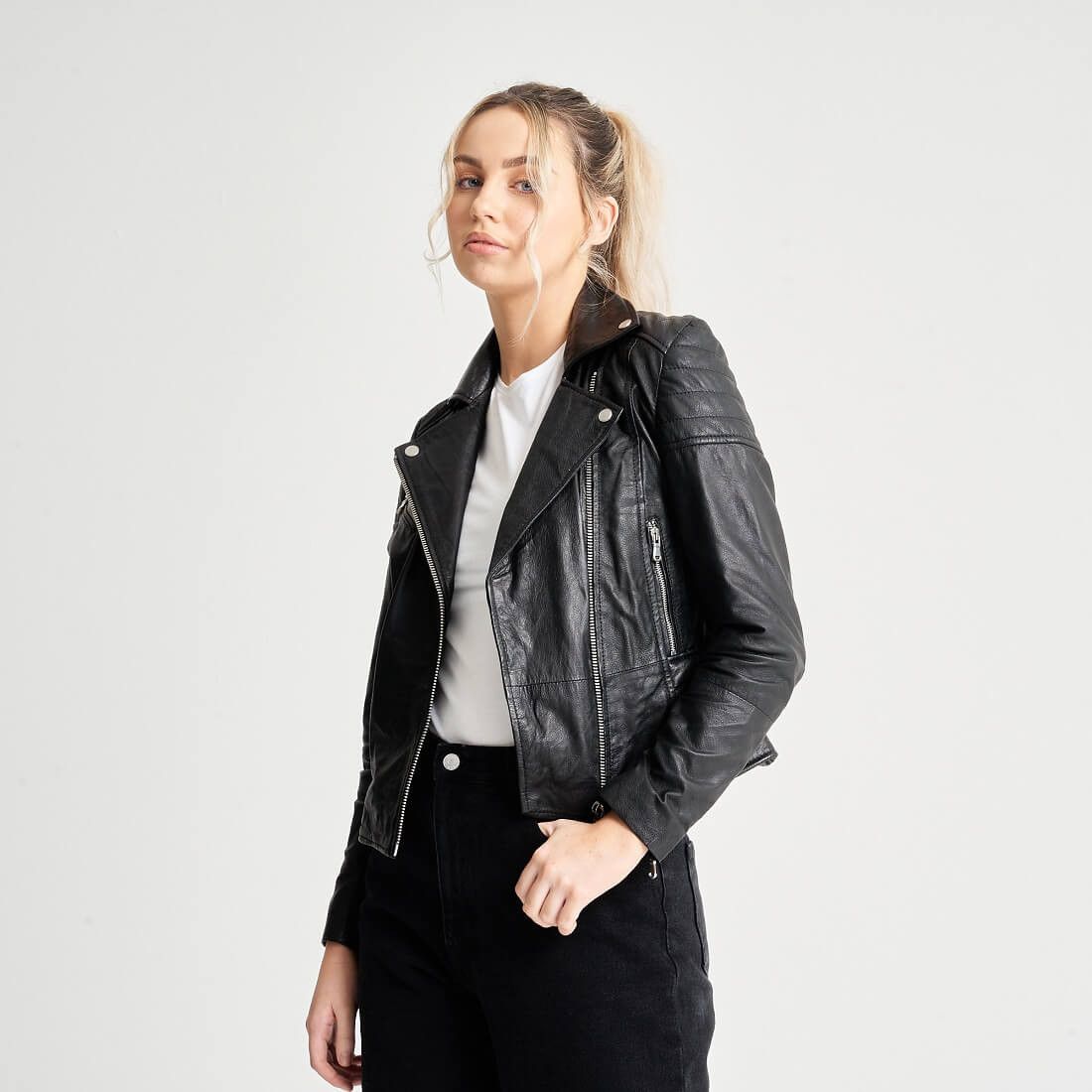 Barneys New York x Leather Jacket Barneys Originals Clara Black Leather Moto Jacket Size Large
