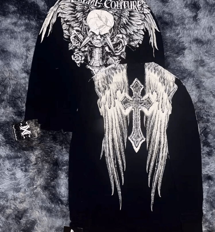 Japanese Brand American New Vintage Gothic Skull Print Long Size US XL / EU 56 / 4 - 1 Thumbnail