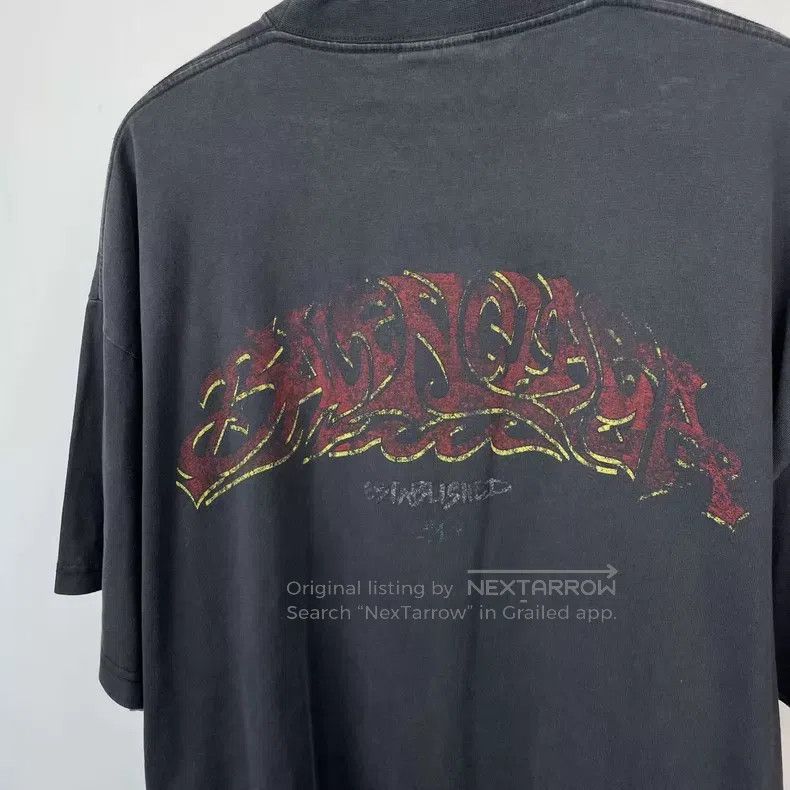 Balenciaga Balenciaga Black Printed Crew Neck Short Sleeve Size US M / EU 48-50 / 2 - 8 Thumbnail