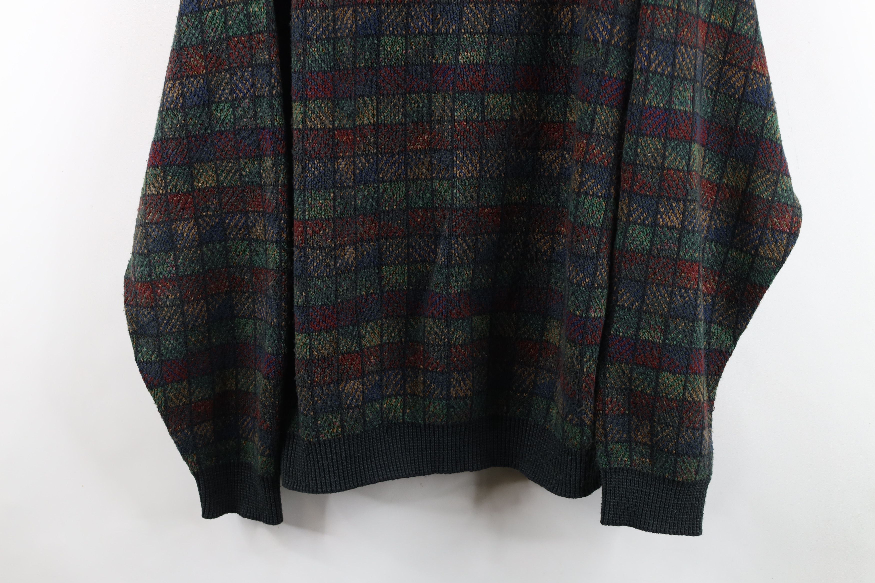 Vintage Vintage 90s Streetwear Rainbow Checkered Knit Sweater USA Size US XL / EU 56 / 4 - 3 Thumbnail