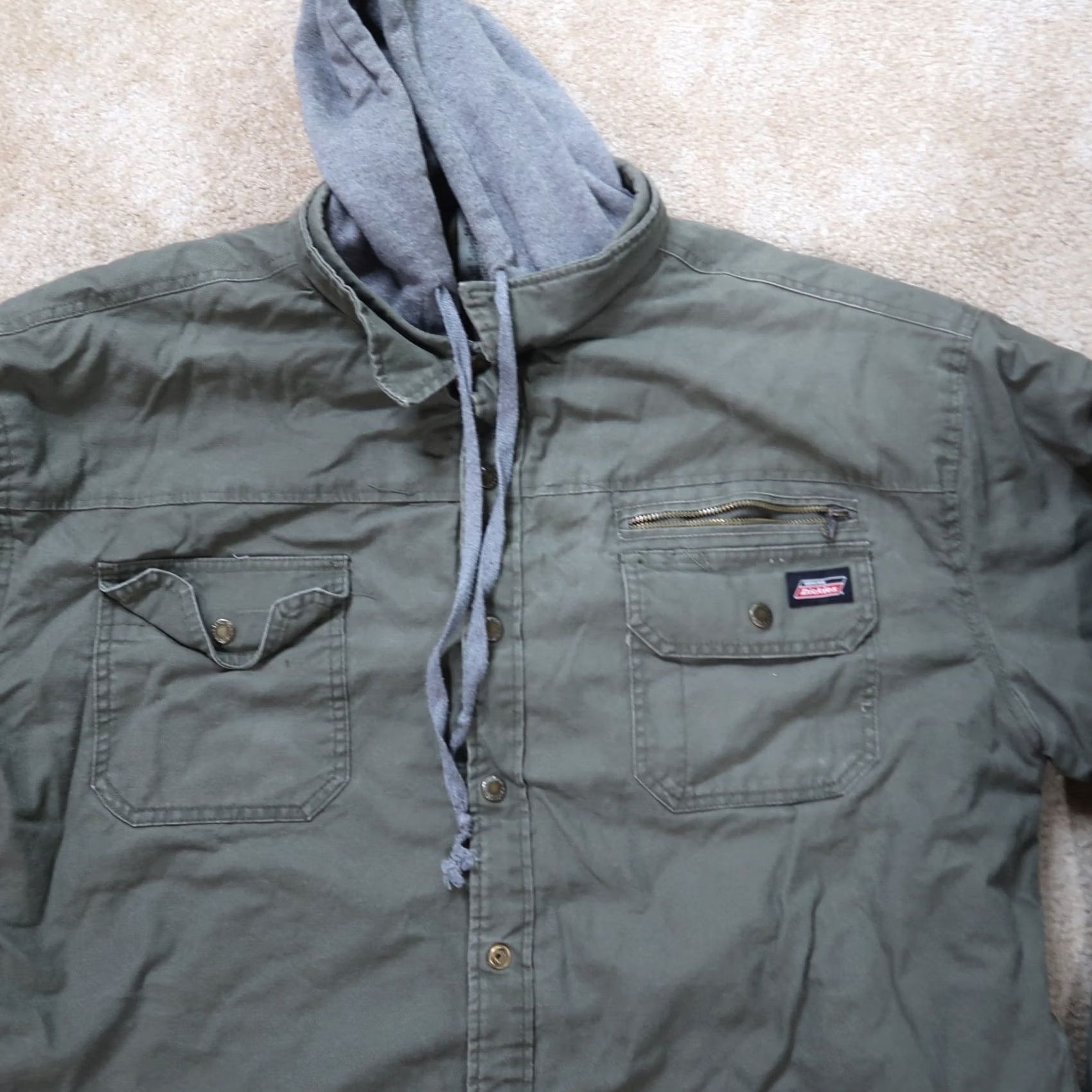 Dickies VINTAGE Dickies Quilted Lined Jacket Hooded 3XL Green Canvas Workwear Mens Bomber Jacket Size US XXL / EU 58 / 5 - 3 Thumbnail