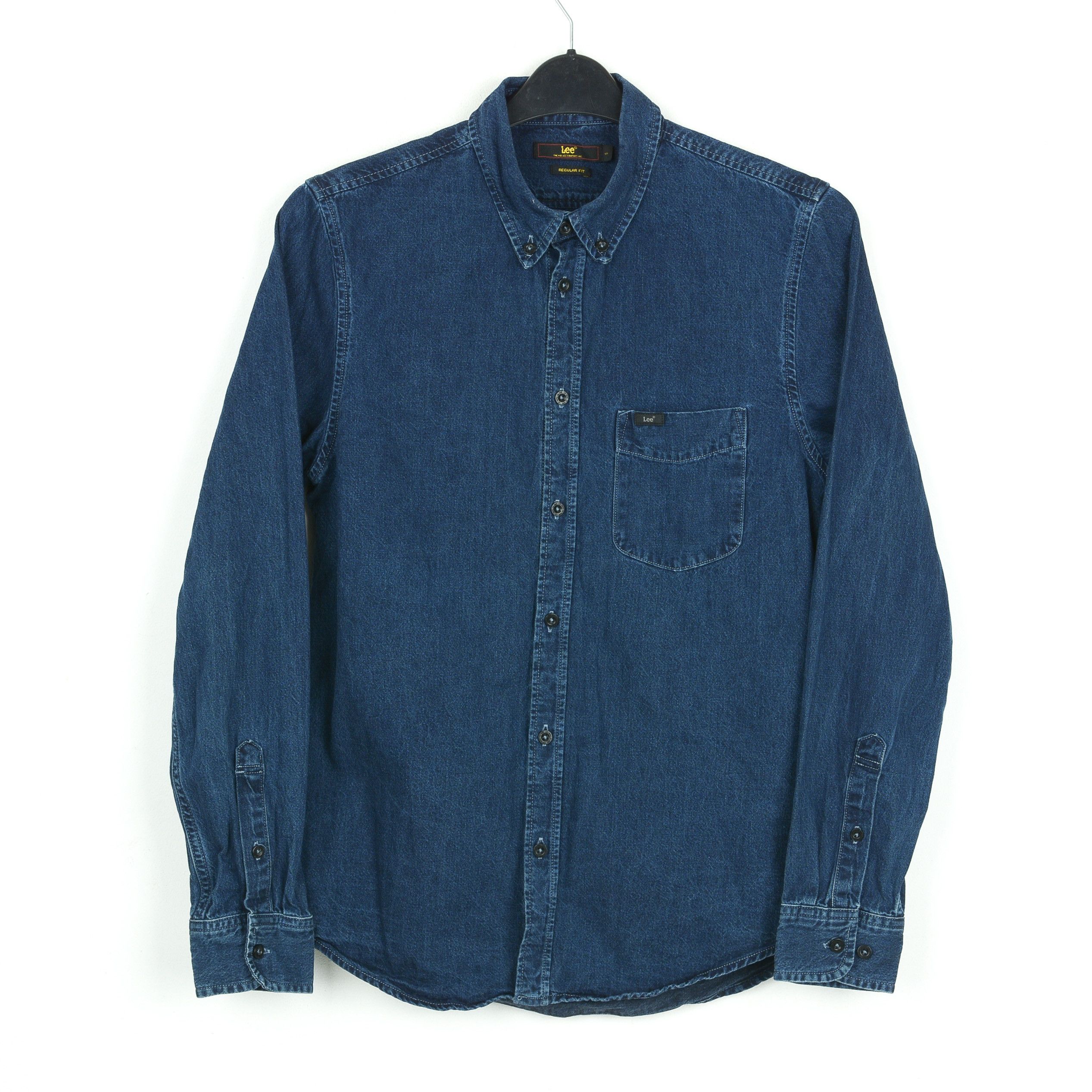 Indigo Button Down Mens S Regular Fit Western Denim Long Sleeve Top Size US S / EU 44-46 / 1 - 1 Thumbnail
