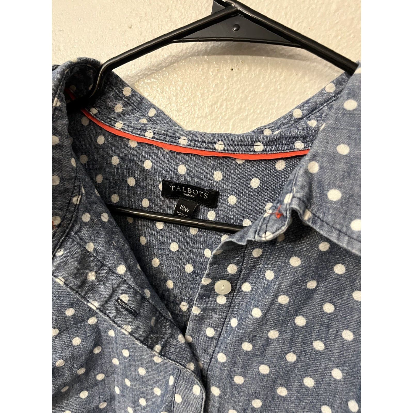Talbots Talbots Shirt 18W Top Cotton Polka Dot Long Sleeves Button Up Size XXL / US 16-18 / IT 52-54 - 2 Thumbnail